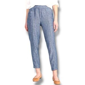 Old Navy Size Medium High Waisted Chambray Cropped Linen Blend Tapered Pants